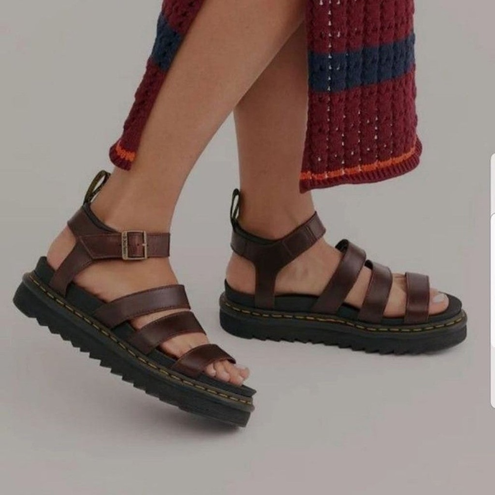 Dr. Martens Docs Blaire Sandal Strappy Leather Gladiator Platform Cherry Red 8